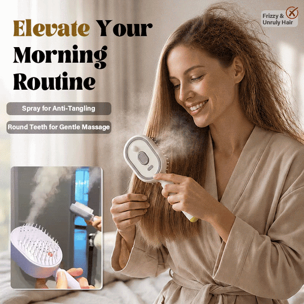 Electric Spray Hair Massage Comb | USB Rechargeable Scalp Massager & Anti-Frizz Hair Brush