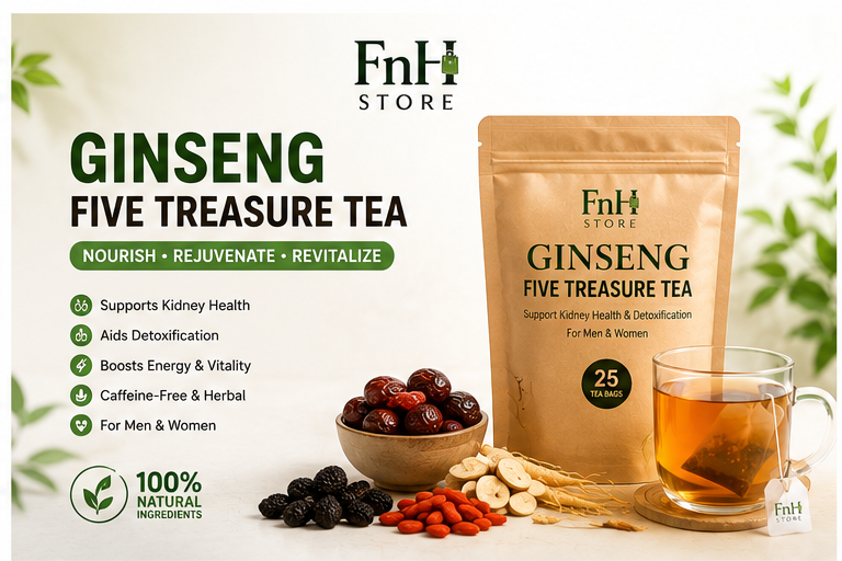 Ginseng Five Treasure Tea | Natural Herbal Tea | 25 Tea Bags