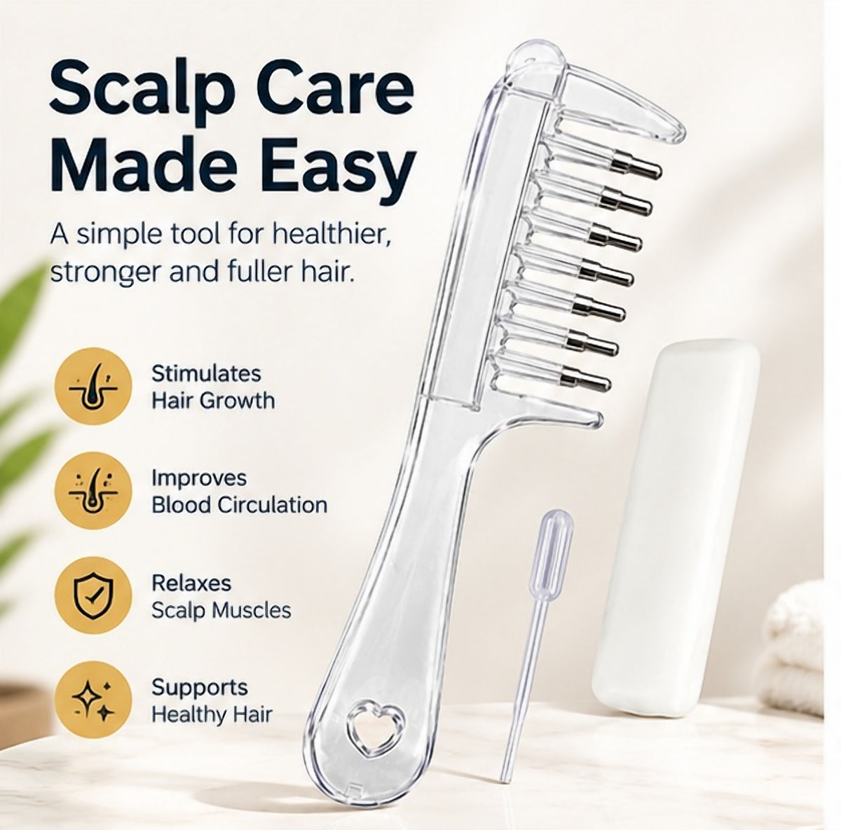3-in-1 Scalp Massager & Hair Oil Applicator Comb